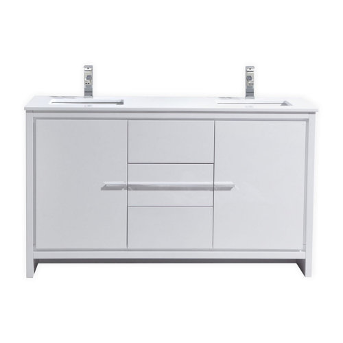 Mercury Row Bosley 59" Double Sink Modern Bathroom Vanity Set & Reviews